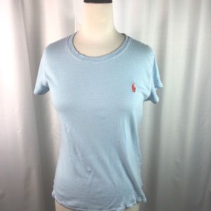 Ralph Lauren Blue White Stripe Scoop Neck  Tee